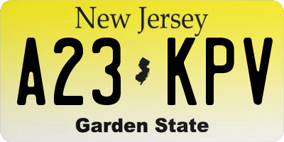 NJ license plate A23KPV