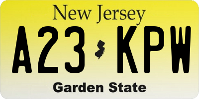 NJ license plate A23KPW