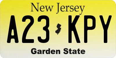 NJ license plate A23KPY