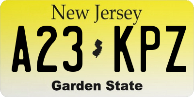 NJ license plate A23KPZ