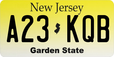 NJ license plate A23KQB