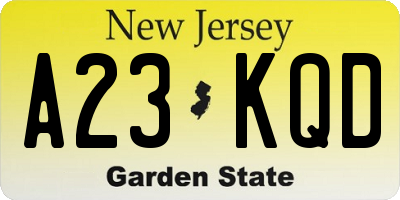 NJ license plate A23KQD
