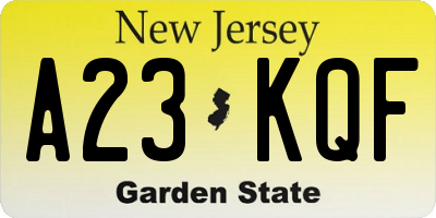 NJ license plate A23KQF