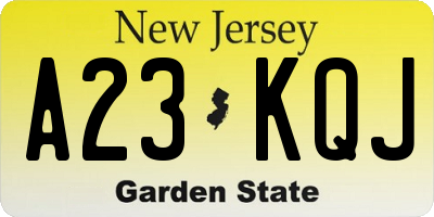 NJ license plate A23KQJ