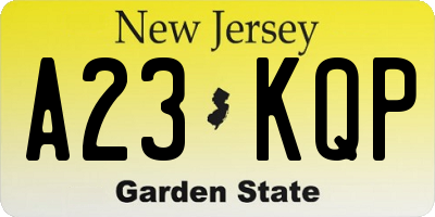 NJ license plate A23KQP
