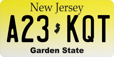 NJ license plate A23KQT
