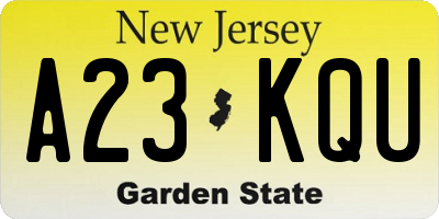 NJ license plate A23KQU