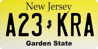 NJ license plate A23KRA