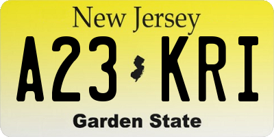 NJ license plate A23KRI