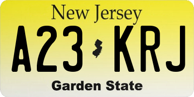 NJ license plate A23KRJ