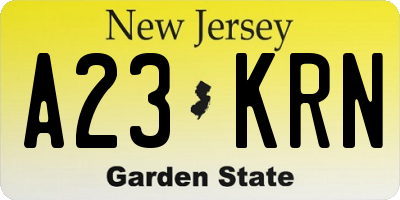NJ license plate A23KRN