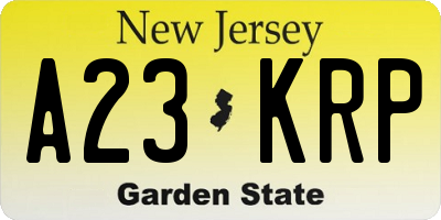 NJ license plate A23KRP