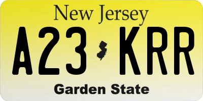 NJ license plate A23KRR