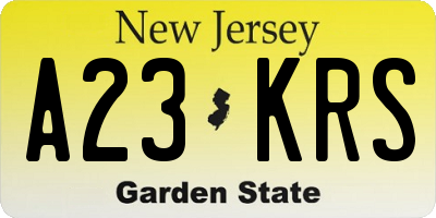 NJ license plate A23KRS