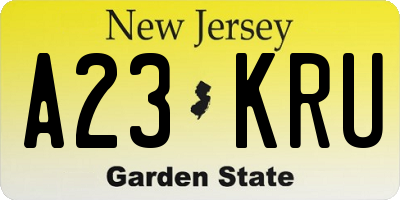 NJ license plate A23KRU
