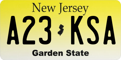 NJ license plate A23KSA