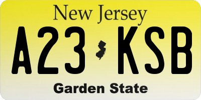 NJ license plate A23KSB