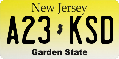 NJ license plate A23KSD