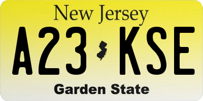 NJ license plate A23KSE