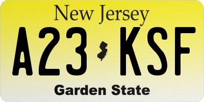NJ license plate A23KSF
