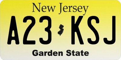 NJ license plate A23KSJ