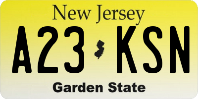 NJ license plate A23KSN