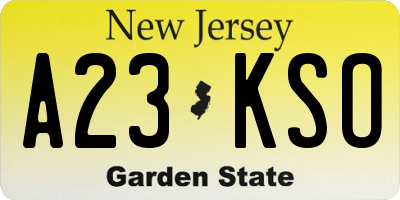 NJ license plate A23KSO