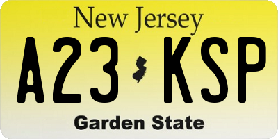 NJ license plate A23KSP