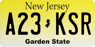 NJ license plate A23KSR