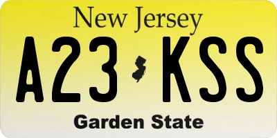 NJ license plate A23KSS