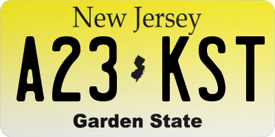 NJ license plate A23KST