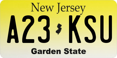 NJ license plate A23KSU
