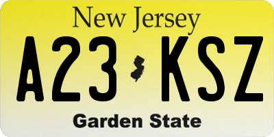 NJ license plate A23KSZ