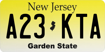 NJ license plate A23KTA