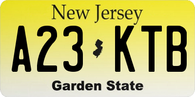 NJ license plate A23KTB