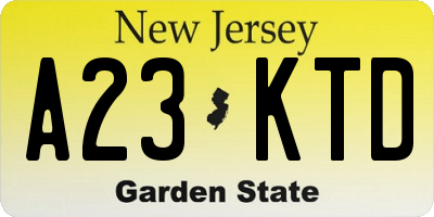 NJ license plate A23KTD