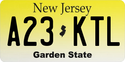NJ license plate A23KTL