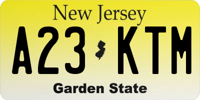 NJ license plate A23KTM