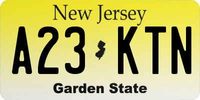 NJ license plate A23KTN