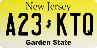 NJ license plate A23KTQ