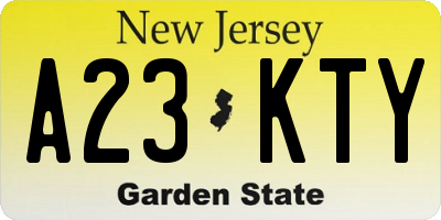 NJ license plate A23KTY