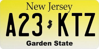 NJ license plate A23KTZ
