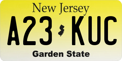 NJ license plate A23KUC