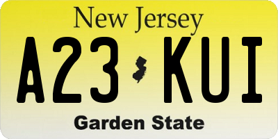 NJ license plate A23KUI