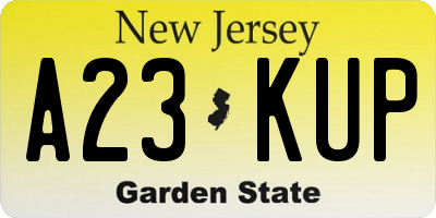 NJ license plate A23KUP
