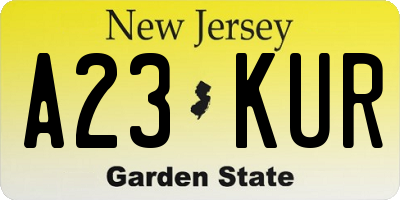 NJ license plate A23KUR