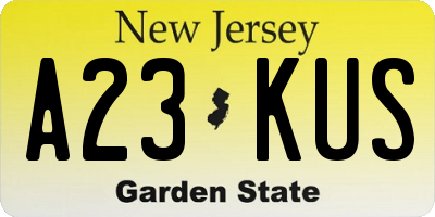 NJ license plate A23KUS