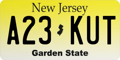 NJ license plate A23KUT