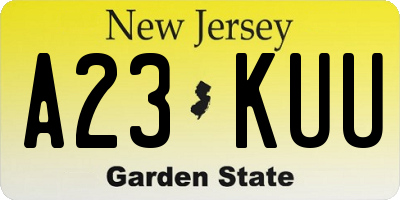 NJ license plate A23KUU