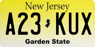 NJ license plate A23KUX